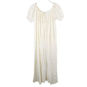 Vintage Cream White Lace Short Sleeve Robe